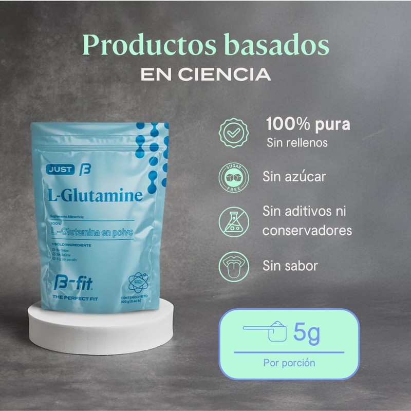 B-FIT L-Glutamina en Polvo 100% Pura - 5g por Porción