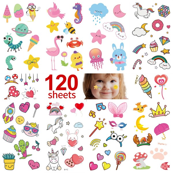 Metker 120 sheets (1400 patterns) kids waterproof Temporary Tattoos, children's temporary tattoo toys,suitable for birthday parties,group activities,tattoos stickers for kid,Goody Bag Stuffers ,Party Bag Fillers