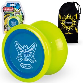 Duncan BUTTERFLY XT YoYo Ideal for Beginners + Travel Bag! C-Bearing Axle Intermediate Yo-Yo. (Yellow / Blue)