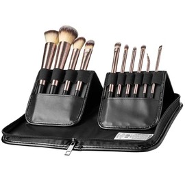 GOC Set de brochas para maquillaje | Kit ideal para viajes | 4 Brochas de rostro/6 de ojos | Durables al ser cerdas sintéticas de nylon | Estuche de v