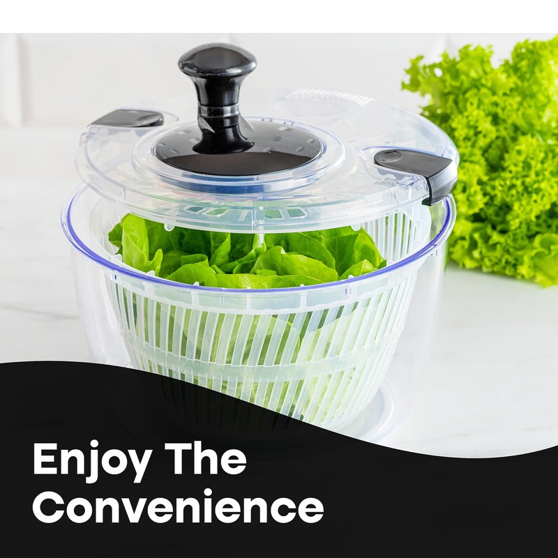 Joined Large Salad Spinner with Drain, Bowl, and Colander -