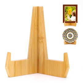 kroucoco Plate Holder Display Stand,6.8 inch Bamboo Easel Stand for Displaying, Stand for Pictures, Photo Frames ,Book ,Decorative Plates, Plaque