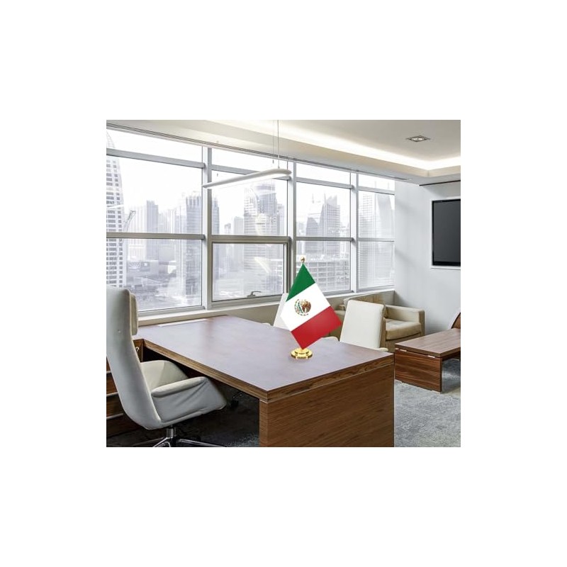 Mexico Desk Small Flag Set,5×8 Inch Mini Mexicans Desktop Banner,12"