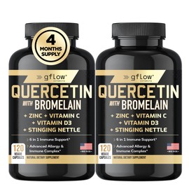 Quercetin with Vitamin C and Zinc - Quercetin 500mg - Quercetin with Bromelain - Zinc Quercetin - Stinging Nettle -240 Veggie Caps. Quercetin Supplements + Vitamin D3 (Non-GMO, Gluten-Free, Vegan)