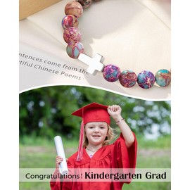 PINKDODO Kindergarten Graduation Gifts for Her 2024 Kindergarten Graduation Cross Bracelet for Granddaughter Daughter Niece Girls Jewelry