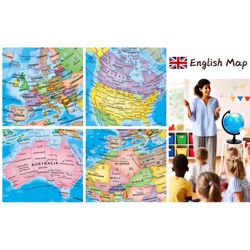 Exerz 8" World Globe - Political Map Educational- Self Assembled