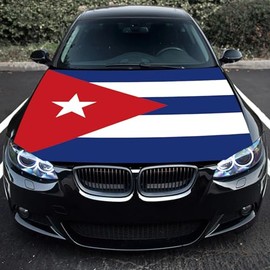 Punejapur Cuba Flag Car Hood Cover 3.5X5Ft Cuban National Flag Car Bonnet Banner Elastic Fabrics Windproof Vehicles Decorate Engine Flag Sign