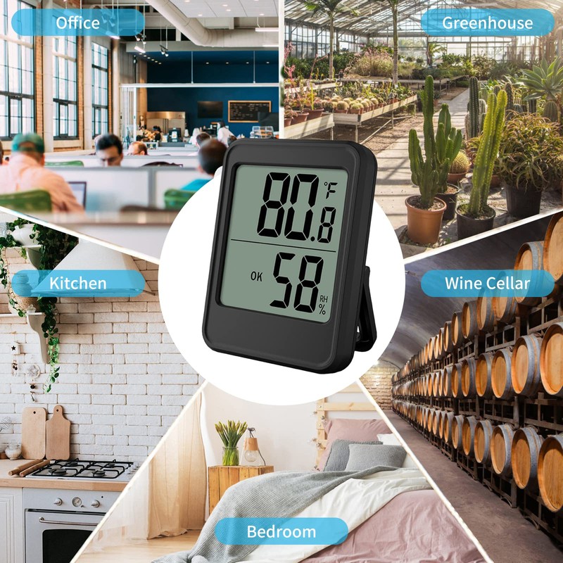 Indoor Hygrometer Thermometer Large Screen Display Desk Wall Magnetic Electronic