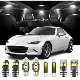 AENVTOL 6 Pieces Interior LED Lights Kit for Mazda MX5 Miata 1998-2024 White Interior Bulbs Package + License Plate Lights, Install Tool