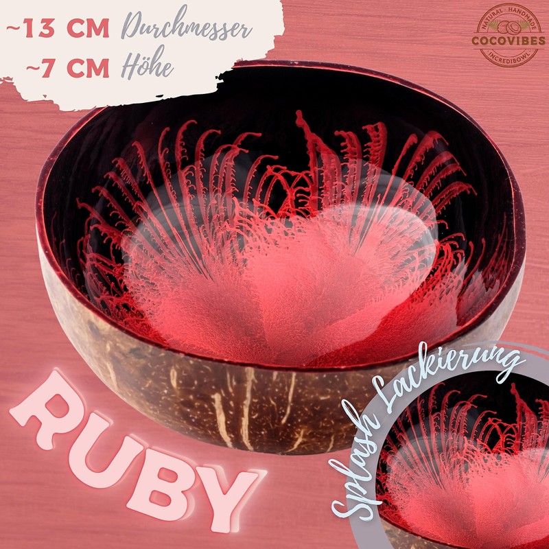 cocovibes Ruby Coconut Bowl with Coaster/Snack Bowl/Decorative Bowl for Keys/Jewellery