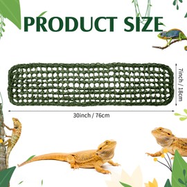 Silkfly 2 Pieces Bearded Dragon Hammock Lizard Reptile Climbing Lounger Seagrass Fiber Habitat Tank Accessories for Hermit Crab Gecko Snake Iguana (30 x 7 Inch,Rectangle,Green)