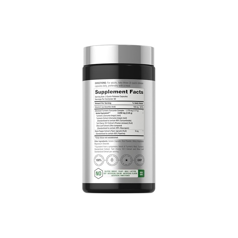 Horb Ach Suplemento Curcumina Cúrcuma 2250 180 Cápsulas Pimienta Negra