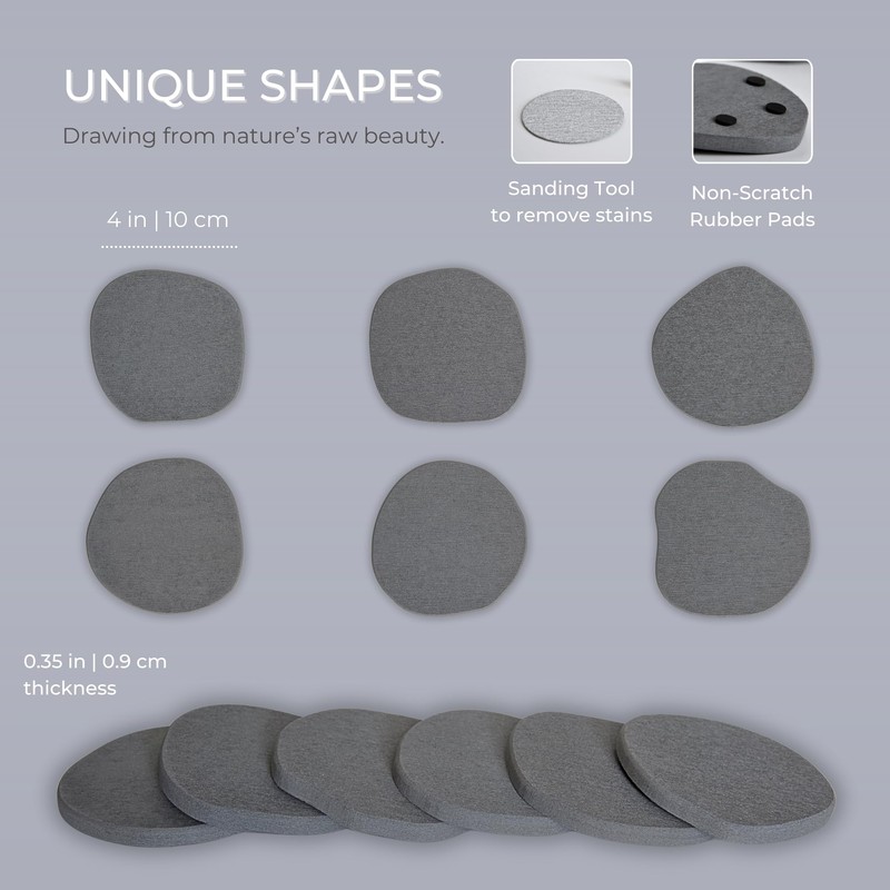 Natureva Home - Stone Coasters, Set of 6 | Super