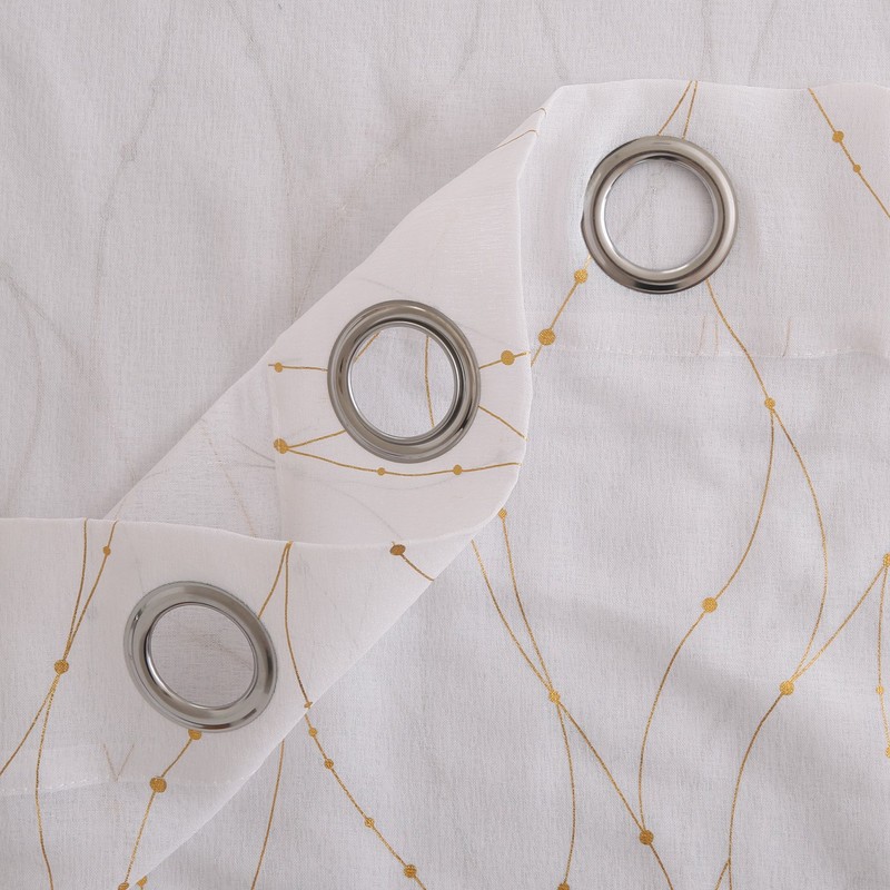 Deconovo Grommet White Sheer Curtains 84 Wave Line with Dots