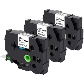 WEEMAY TZe-FA231 TZ-FA231 Repalce for Brother Iron-On Fabric Label Tape TZ 12mm 0.47" Black on White Compatible for Brother Ptouch PT-D210 PT-1280 PT-D400 PT-H110 PT-D220 PT-P750W PT-1090, 3 Pack