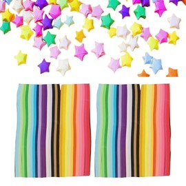 2700 tiras de papel con forma de estrella – 27 colores, papel plegable de doble cara para manualidades, proyectos escolares y celebraciones