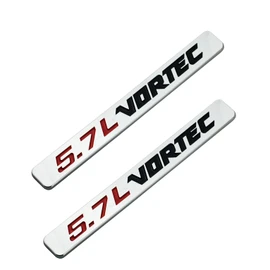 Pair Set 5.7L Vortec Hood Emblems Engine 3D Badge 3D Nameplate Replacement for 5.7L (Chrome Red)