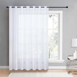 NICETOWN Voile Sheer Curtain with Eyelets - Light Filtering Drapery Extra Wide Door Decoration Curtains for Home/Office (1 Panel, W100 x L84 Inches, White)