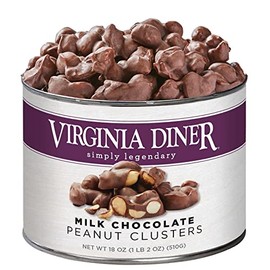 Virginia Diner - Gourmet Natural Milk Chocolate Peanut Clusters, Limited Edition 18 Ounce Tin with Premium Milk Chocolate and Roasted Virginia Peanuts