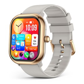 Smartwatch(Answer/Make Call), 1.96" AMOLED Smart Watches for Women with 100+ Sport Modes/Blood Pressure/Blood Oxygen/Heart Rate Monitor, IP68 Waterproof Fitness Tracker Compatible with iOS and Android