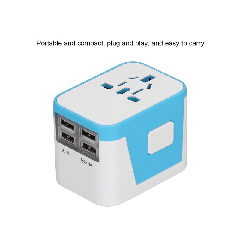 International Power Adapter Travel Plug with 4 USB Ports for