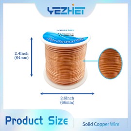 YEZHET 99.9% Solid Bare Copper Wire(12 Gauge, 2.05MM), Dead Soft, 1 Pound Spool Pure Copper Wire for Crafts, Electroculture Gardening, Jewelry Making
