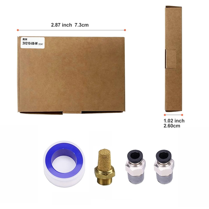 RIH Pneumatics Solenoid Valve 3V210-08 12V/24V/110V Single Coil Pilot-Operated Electric