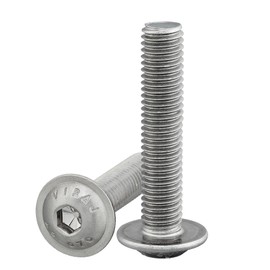 Rounded Head Screw with Flange and Hexagon Socket (ISK) According to Standard: ISO 7380-2, Stainless Steel A2 V2A Full Thread Flange Screw Flat Head Screw Lens Screw (Pack of 10, M6 x 60 mm)