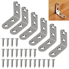 Angle Bracket, Stainless Steel, L-Shaped Bracket, Stainless Steel, Universal Angle Bracket, Lattice, Fixing Bracket, L-Shaped Bracket, Right Angle, Fixing, Includes 24 Stainless Steel Screws,