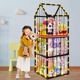 Stuffed Animals Storage Zoo Plushies Toy Storage Organizer Unicorn Castle PVC Stuffed Animals Holder Kids Toy Storage Playroom Nursery Storage Shelf