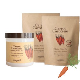 Skinfood Carrot Carotene Calming Water Pads 60 sheets (main product) + 2 refills of 30 sheets each (total 120 sheets), 1 / 스킨푸드 캐롯 카로틴 카밍 워터 패드 60매 본품 + 30매 리필 2개 총 120매, 1