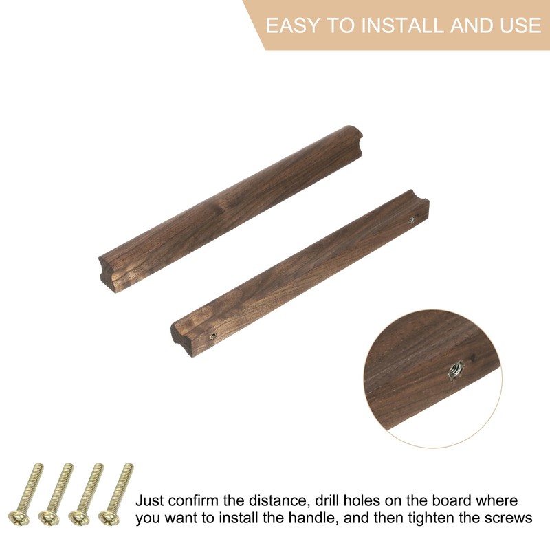 sourcing map 4Pcs Wood Drawer Pulls Handles with Screws Set