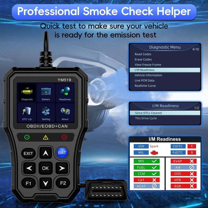 Multifunction OBD2 Scanner Diagnostic Tool, Unique Non-slip Shell Design Code Reader