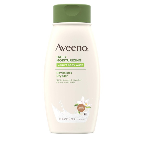 Aveeno Active Naturals Daily Moisturizing Body Yogurt Body Wash, Vanilla And Oats, 18oz