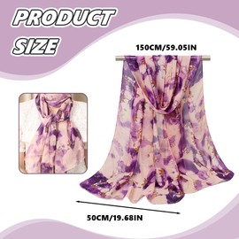 QIBZI Scarves for Women, Elegant Printed Chiffon Silk Scarf, Decorative Neckerchief, Versatile Sun Protection and Warm Thin Scarf for All Seasons
