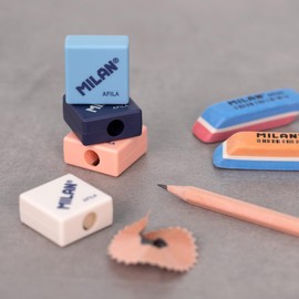 MILAN Afila Blister Sharpener + 6030 Plastic Eraser