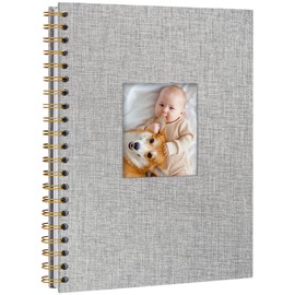 Scrapbook Linen Photo Album Memory Book 28.5 x 20.5 cm with Hard Cover White Pages Guest Baby Book for Wedding Travel Christmas (20 Sheets / 40 Pages, Grey)