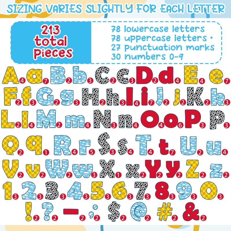 Gilprop 213 Pcs 4" Bulletin Board Letters Alphabet Cutout Set