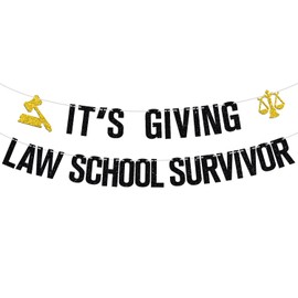 It's Giving Law School Survivor Banner, Letrero de banderines con texto en inglés "It's Giving Law School Survivor Banner, Letrero de despedida de graduación