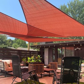 LOVE STORY 10' x 10' x 10' Triangle Terra Red Sun Shade Sail Canopy UV Block for Outdoor Patio Garden Backyard