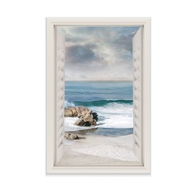Renditions Gallery Open Window View Of Sandy Beach Gallery Wrapped Canvas Wall Art, 24x36,