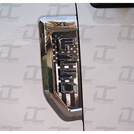 Decal Concepts F-250 Fender Badge Emblem Accent Decal Kit (F250 2017-2021) (Flag Style (Black-White Distressed))