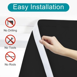 Blackout Door Curtains, French Door Blinds Stick On Curtains for Privacy and Light Control, Thermal Blackout Curtains Front Door Curtain Tie