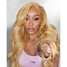 FACMOOD Honey Blonde Lace Front Wigs Human Hair 13x4 HD Transparent Lace Frontal Wigs Body Wave Colored 27 Honey Brown Wavy Wig Pre-Plucked Hairline 180% Density 26 inch