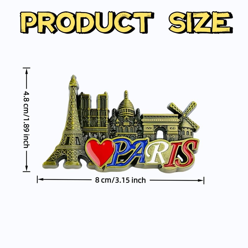 Tivleed Paris Souvenir Metal Fridge Magnet - 3D Iconic French