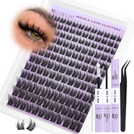 EYDEVRO Manga Lash Clusters Kit Wispy Natural Cluster Eyelash Extensions 10-16mm Anime Eyelash Clusters Kit Lash Extension Kit Soft Thin Band Individual Lashes Lash Bond and Seal Lash Tweezers Brushes