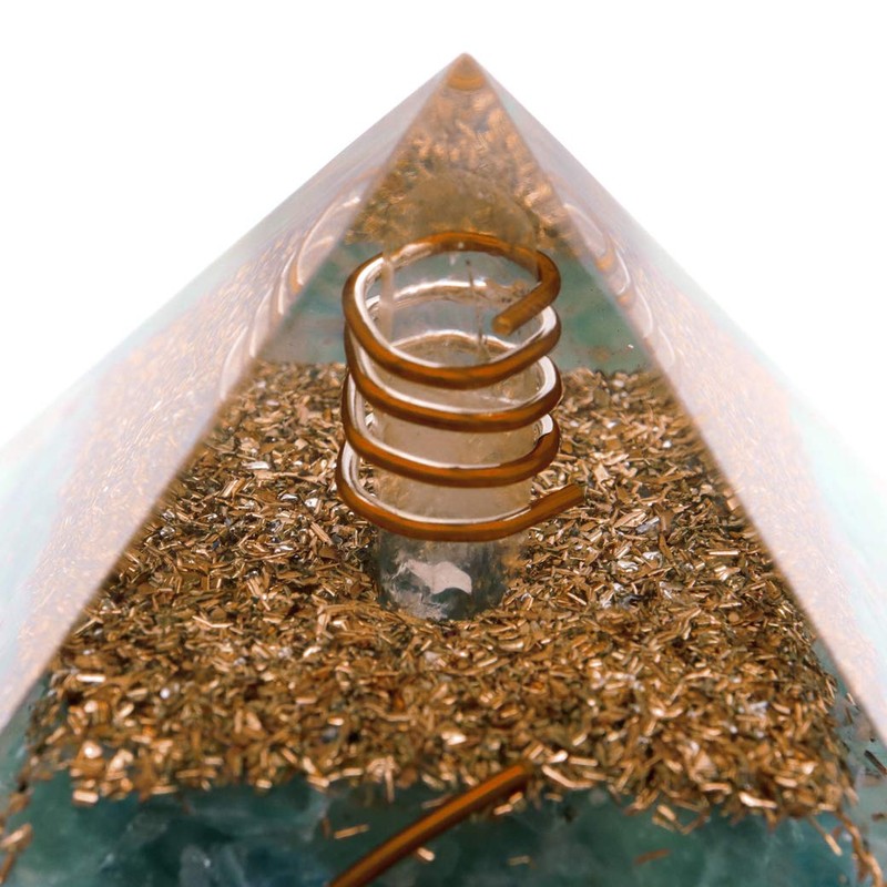 Gold Stone Orgonite Pyramid Spiritual Goods with Natural Stone, Crystal