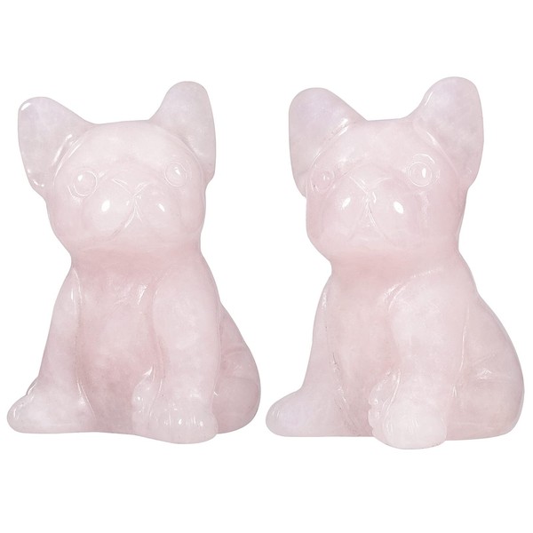 Nupuyai Set of 2 Dog Figures Crystal Decorative Gemstone French