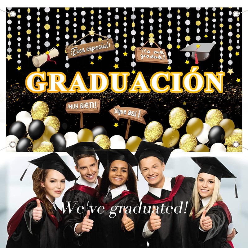 BETESSIN Spanish Graduation Decoration Graduation Banner Congratulations Banner Exam Passed