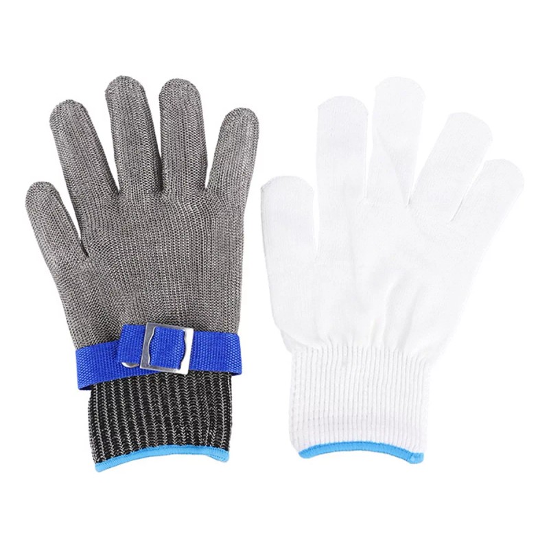 Cuero Guantes De Carnicero De Acero Inoxidable, Nivel 5 Anticortes